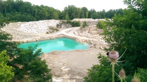 A commercial limestone quarry operates today near Big Creek in Stinesville, Indiana, not far from where Richard Gilbert opened the state’s first quarry in 1827.