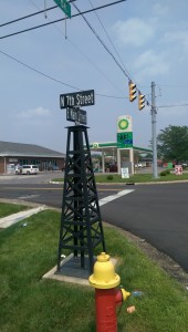 The only gas derricks left in Gas City are the decorative street signs that line Main Street.