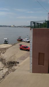 The 54-foot hash mark on the pump house shows just how high the water rose during Evansville’s Great Flood.